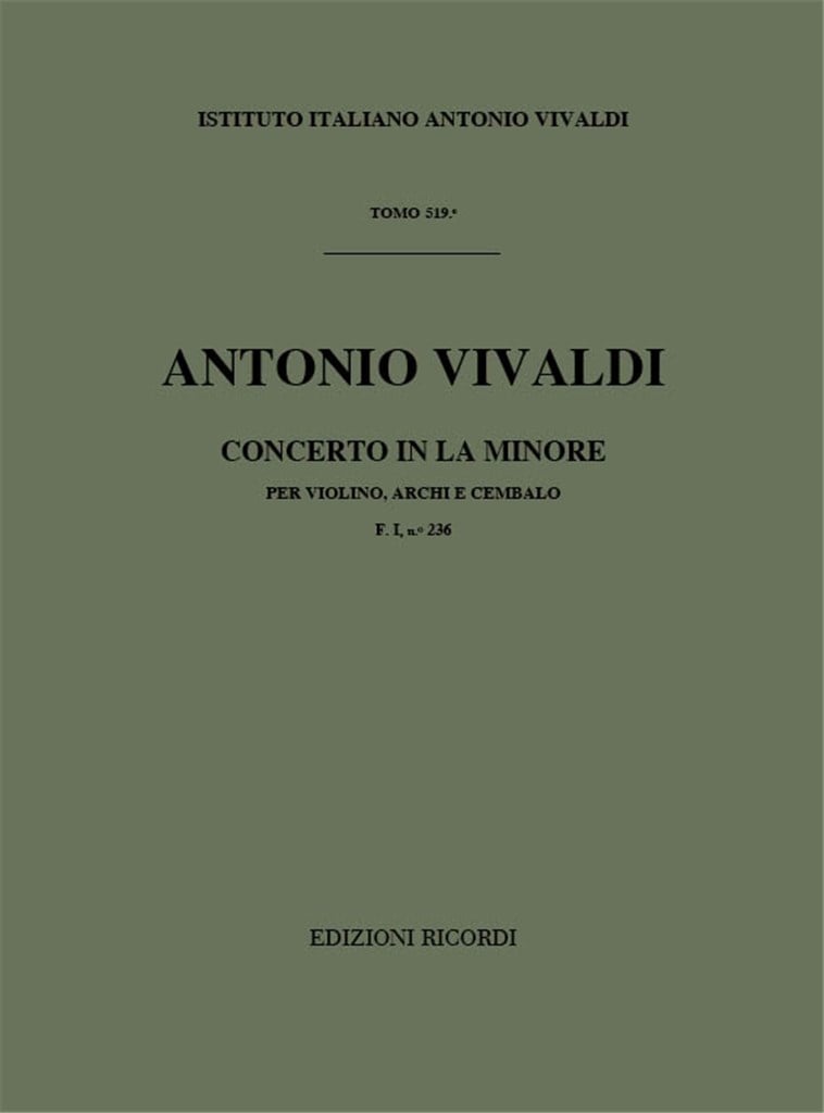 Concerti Per Vl., Archi E B.C.: In La Min. Rv 355